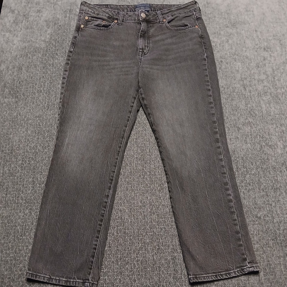 Aeropostale Womens Mid Rise Ankle Straight Jeans Faded Black Size 12 Reg